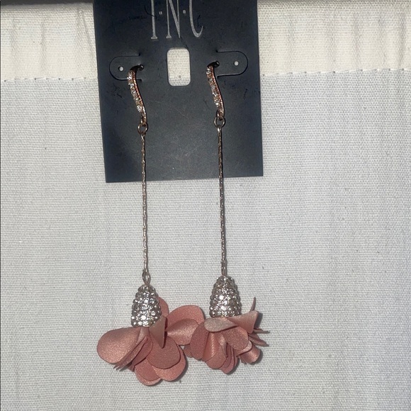 INC International Concepts Mauve Floral Drop Earrings - Picture 1 of 1